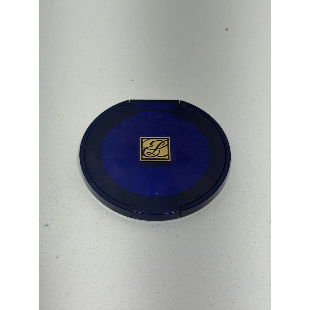 Estee Lauder Cobalt Blue Compact Mirror Vintage Gold Logo Round Travel Mirror